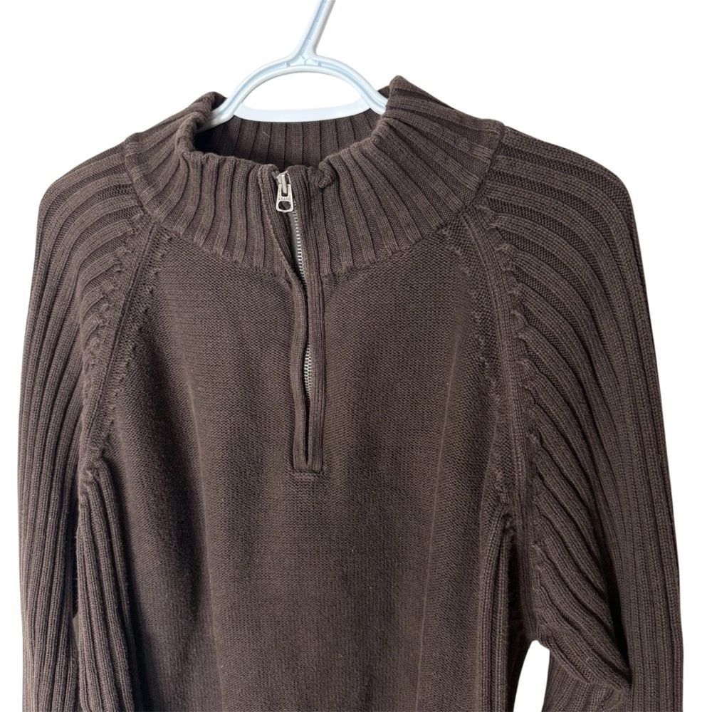 LEVI’S Men’s 1/4 Zipper Pullover Knit Sweater Ribbed Brown Mock Neck Size XL - Picture 2 of 14